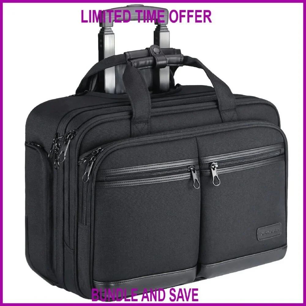 Rolling Laptop Briefcase Fits 17.3 Inch Computer Travel Business Carry On